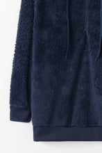 Load image into Gallery viewer, Full Size Quarter-Zip Drawstring Teddy Hoodie