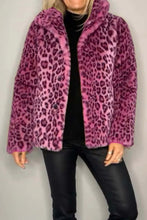 Load image into Gallery viewer, Full Size Leopard Furry Collared Neck Long Sleeve Coat