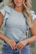 Load image into Gallery viewer, Textured Round Neck Cap Sleeve Top