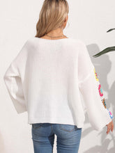 Load image into Gallery viewer, Crochet Flower Long Sleeve Sweater