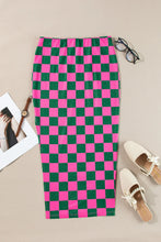 Load image into Gallery viewer, Split Checkered Midi Skirt