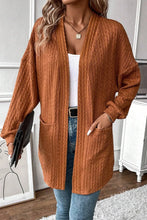 Load image into Gallery viewer, Textured Pocketed Open Front Long Sleeve Cover Up