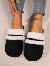 Load image into Gallery viewer, Contrast Faux Fur Round Toe Slippers
