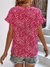 Load image into Gallery viewer, Printed V-Neck Short Sleeve Blouse
