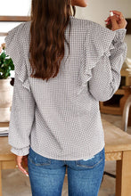 Load image into Gallery viewer, Ruffled Plaid Notched Flounce Sleeve Shirt