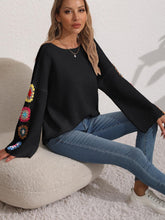 Load image into Gallery viewer, Crochet Flower Long Sleeve Sweater