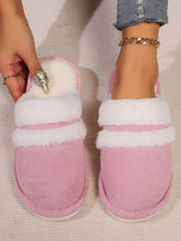 Load image into Gallery viewer, Contrast Faux Fur Round Toe Slippers