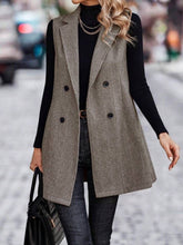 Load image into Gallery viewer, Buttoned Collared Neck Longline Vest Coat