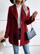 Load image into Gallery viewer, Plaid Collared Neck Long Sleeve Jacket