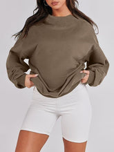 Load image into Gallery viewer, Mock Neck Drop Shoulder Long Sleeve Sweatshirt