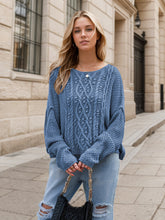 Load image into Gallery viewer, Round Neck Dropped Shoulder Long Sleeve Sweater