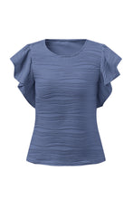Load image into Gallery viewer, Textured Round Neck Cap Sleeve Top