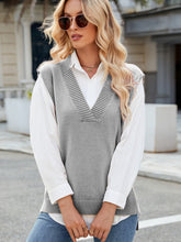 Load image into Gallery viewer, Side Slit V-Neck Sweater Vest