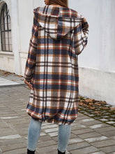 Load image into Gallery viewer, Plaid Zip Up Hooded Coat