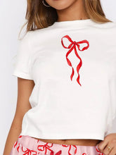 Load image into Gallery viewer, Printed Round Neck Short Sleeve Top and Drawstring Shorts Set