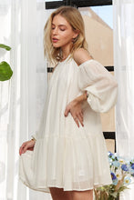 Load image into Gallery viewer, ADORA Cold Shoulder Balloon Sleeve Mini Dress