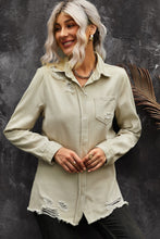 Load image into Gallery viewer, Distressed Snap Down Denim Jacket