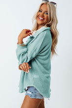 Load image into Gallery viewer, Waffle-Knit Collared Neck Long Sleeve Shirt
