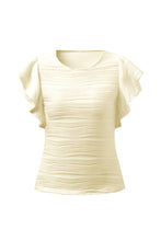 Load image into Gallery viewer, Textured Round Neck Cap Sleeve Top