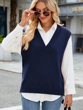 Load image into Gallery viewer, Side Slit V-Neck Sweater Vest