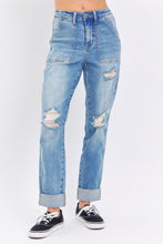Load image into Gallery viewer, Judy Blue Full Size Distressed Straight Jeans with Patch Pockets