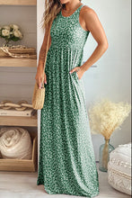 Load image into Gallery viewer, Leopard Round Neck Sleeveless Maxi Dress
