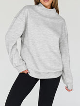 Load image into Gallery viewer, Mock Neck Drop Shoulder Long Sleeve Sweatshirt