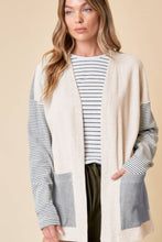 Load image into Gallery viewer, Open Front Long Sleeve Striped Cardigan with Pockets