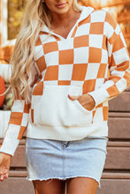 Load image into Gallery viewer, Checkered Long Sleeve Hooded Sweater
