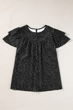 Load image into Gallery viewer, Ruffled Printed Round Neck Cap Sleeve Blouse