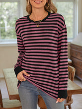Load image into Gallery viewer, Striped Round Neck Long Sleeve T-Shirt