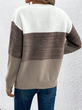 Load image into Gallery viewer, Color Block Drop Shoulder Long Sleeve Sweater