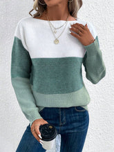 Load image into Gallery viewer, Color Block Drop Shoulder Long Sleeve Sweater