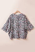 Load image into Gallery viewer, Plus Size Leopard V-Neck Three-Quarter Sleeve Blouse