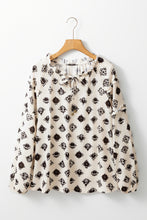 Load image into Gallery viewer, Printed Tie Neck Long Sleeve Blouse