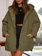 Load image into Gallery viewer, Slit Snap Down Long Sleeve Hooded Jacket