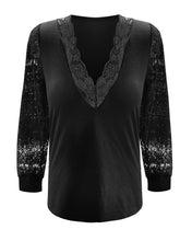 Load image into Gallery viewer, Full Size Lace Detail V-Neck Long Sleeve Blouse
