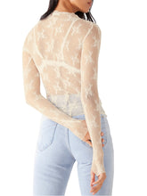 Load image into Gallery viewer, Lace Mock Neck Long Sleeve Blouse