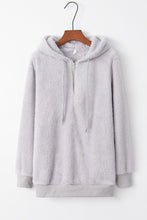 Load image into Gallery viewer, Full Size Quarter-Zip Drawstring Teddy Hoodie