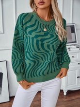 Load image into Gallery viewer, Geometric Round Neck Long Sleeve Sweater