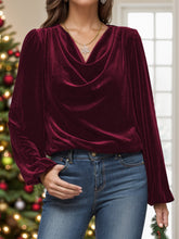 Load image into Gallery viewer, Lovelet Cowl Neck Long Sleeve Blouse