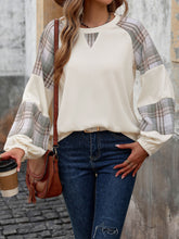 Load image into Gallery viewer, Plaid Round Neck Long Sleeve Sweatshirt