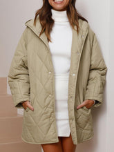 Load image into Gallery viewer, Slit Snap Down Long Sleeve Hooded Jacket