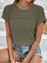 Load image into Gallery viewer, Waffle-Knit Round Neck Short Sleeve Top