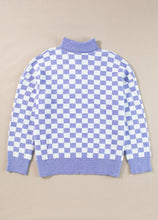 Load image into Gallery viewer, Plus Size Checkered Collared Neck Long Sleeve Sweater
