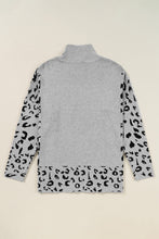 Load image into Gallery viewer, Slit Leopard Mock Neck Dropped Shoulder Sweater