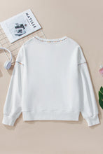 Load image into Gallery viewer, Rainbow Trim Round Neck Long Sleeve Sweatshirt