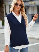 Load image into Gallery viewer, Side Slit V-Neck Sweater Vest