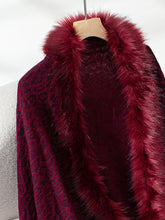 Load image into Gallery viewer, Fringe Leopard Open Front Long Sleeve Poncho