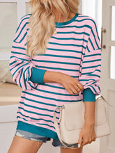 Load image into Gallery viewer, Lovelet Striped Contrast Long Sleeve Sweatshirt
